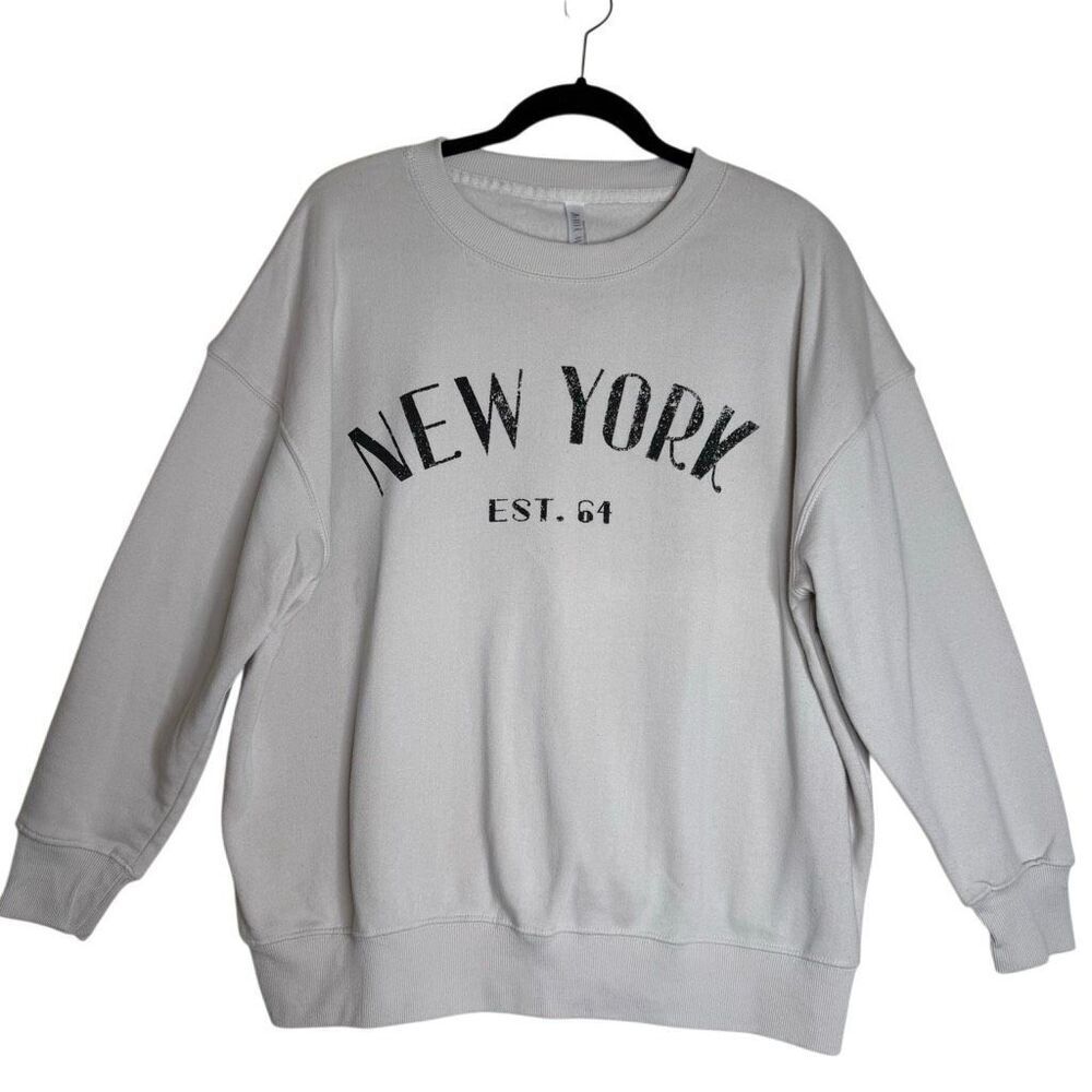Torkia Apparel New York Sweatshirt Light Gray Crewneck Size M Casual, Streetwear